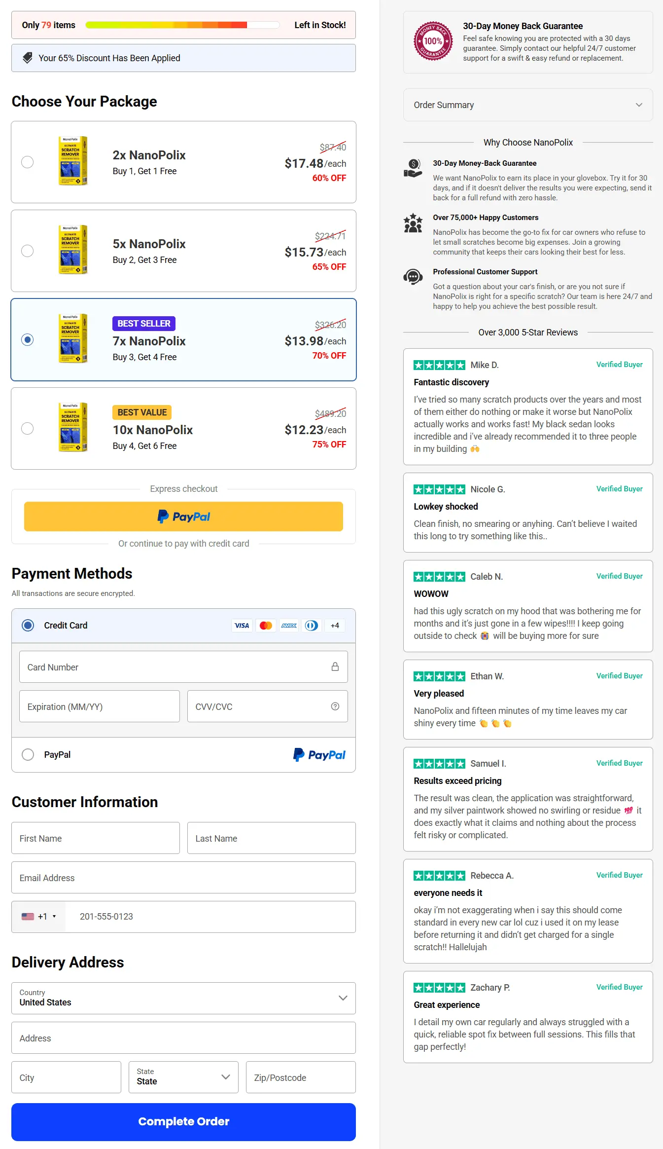 nanofix Scratch Remover secure checkout page